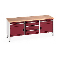 Heavy duty storage workbench, light grey/red