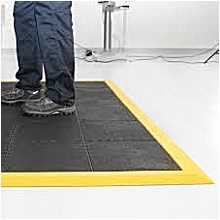 Closed workmats for wet and oily shop floors