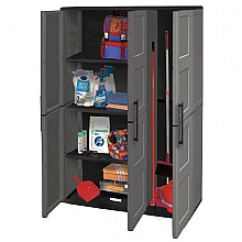 Tall plastic triple utility cupboard three shelves