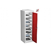 8 compartment single red door storage locker