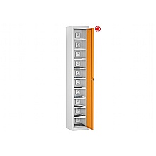 10 compartment single orange door charging locker