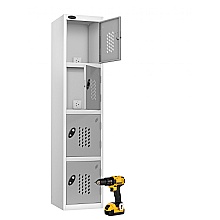 recharge locker for power tools silver grey doors