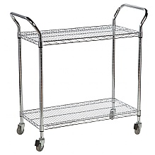 Two tier wire trolley with standard shelves