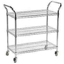 Three tier wire trolley with standard shelves