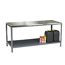 Stainless steel top workbench wirh lower shelf