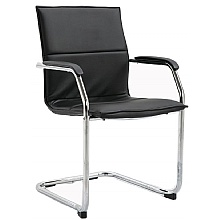 Grey Leather faced cantilever meeting chair