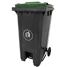 Pedal Operated Wheelie Bin, 120 Litres Green Lid