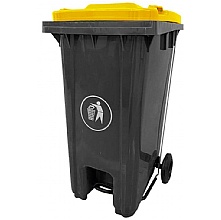 Pedal Operated Wheelie Bin, 240 Litres Yellow Lid