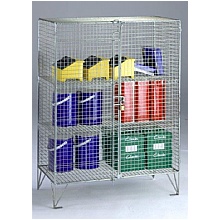 Wire Mesh Locker: Low Double Door Secure Storage Cupboard