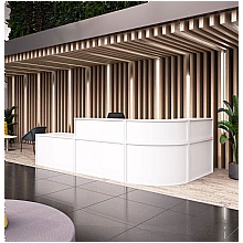 white modular reception desks