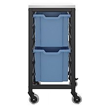 large tray storage unit with 2 plastic trays