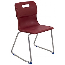 Skid base classroom chair burgundy in 2 sizes