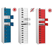 Laptop recharge lockers with individual doors