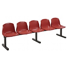 5 Seater beam seating unit, red