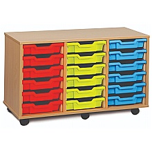 Storage Unit with 18 Shallow Plastic Trays