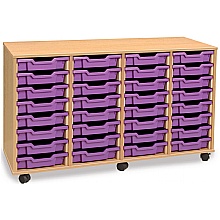 Wooden shallow plastic 32 tray storage units