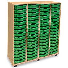 Wooden shallow plastic 64 tray storage units
