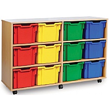 Tray Storage Unit - With 12 Extra Deep Plastic Trays
