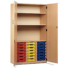 Wooden cupboard with 21 storage Trays