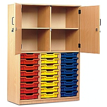 Wooden half ht. cupboard with 24 storage Trays