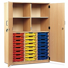 Wooden full ht.cupboard with 24 storage Trays