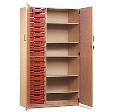 Wooden full ht.cupboard with 20 storage Trays