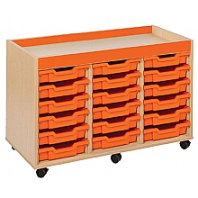 Shallow Plastic Tray , 18-Tray Inset Storage Unit for Classrooms