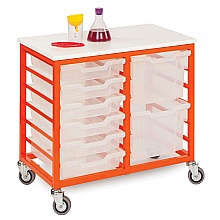 Mobile Storage Unit with 12 Shallow Plastic Trays