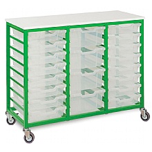 Mobile Storage Unit with 24 Shallow Plastic Trays