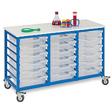 Mobile Storage Unit with 18 Shallow Plastic Trays