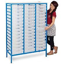 Static Storage Unit with 45 Shallow Plastic Trays