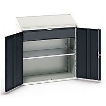 Industrial Cupboard With Sloping Top & Full Width Drawer