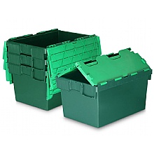 Plastic Attached Lid Containers, Green/Green