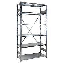 Low cost steel shelving system