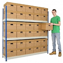 Single Depth Archive shelving with 30 boxes
