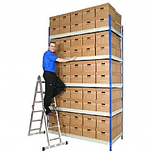 Double Depth Archive shelving with 100 boxes