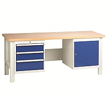 Workbench with Three Drawer & Cupboard Unit