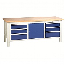 Workbench, 2 x 3 Drawer Units & Cupboard