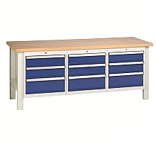 Workbench with 3 x Three-Drawer Units