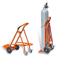 Gas Bottle Trolley - Single Cylinder with Rear Support Wheels