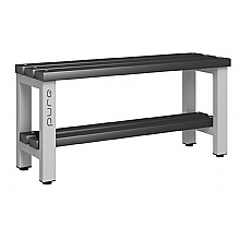 Single sided cloakroom bench black polymer slats