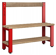 S/Sided Backrest Bench Flame Red / Beech Slats