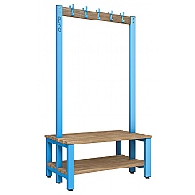blue/beech cloakroom unit, hooks base shelf