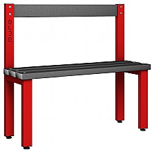 S/Sided Cloakroom Benches with Back Rest, red