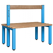 Cloakroom bench seat with backrest blue/ beech