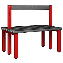 Cloakroom bench with backrest red/ black polymer