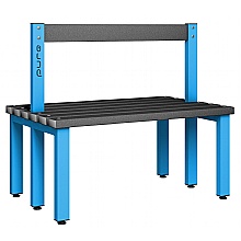 Cloakroom bench with backrest blue/black polymer