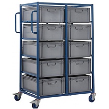 Tray Trolley with 10 x 220mm High Food Grade Containers