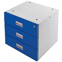 blue triple drawer unit