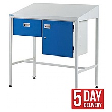 Sloping Top Workstation, Drawer and Cupboard